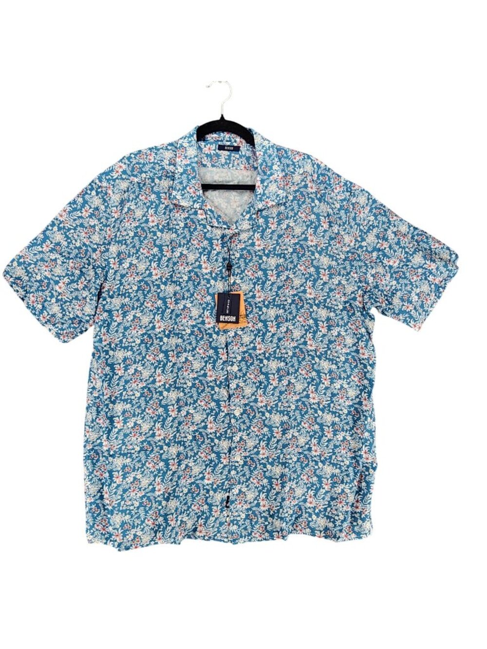 Benson Shirt Mens XL Aqua Blue Floral Print Short Sleeve Button Up *NWT*